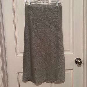 & Other Stories Silver Metallic Midi Skirt